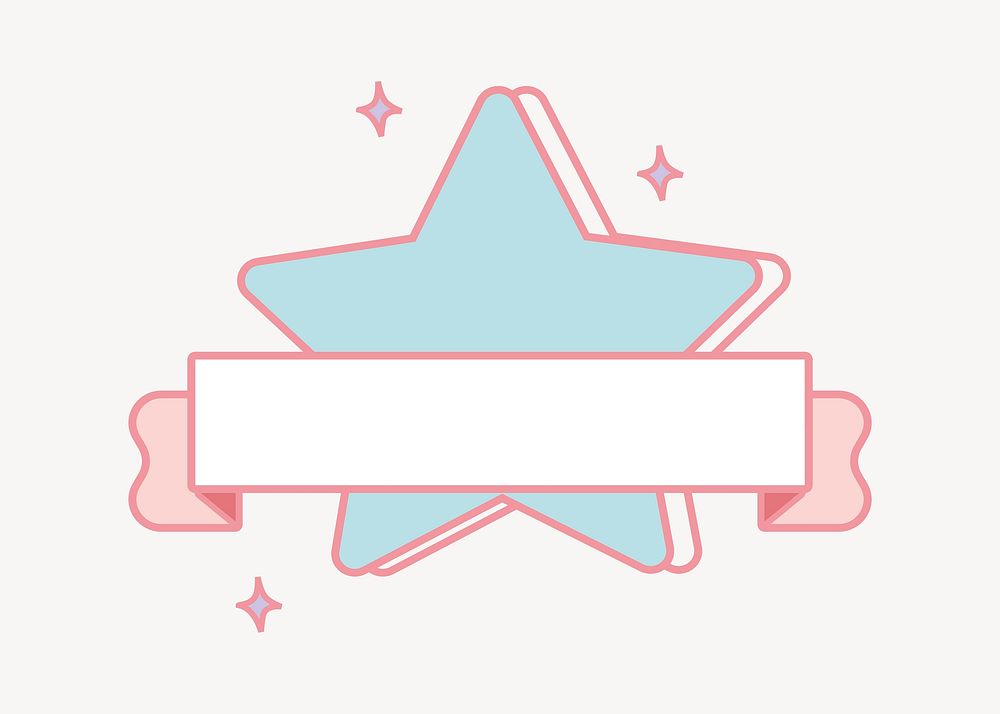 Cute star badge, collage element vector
