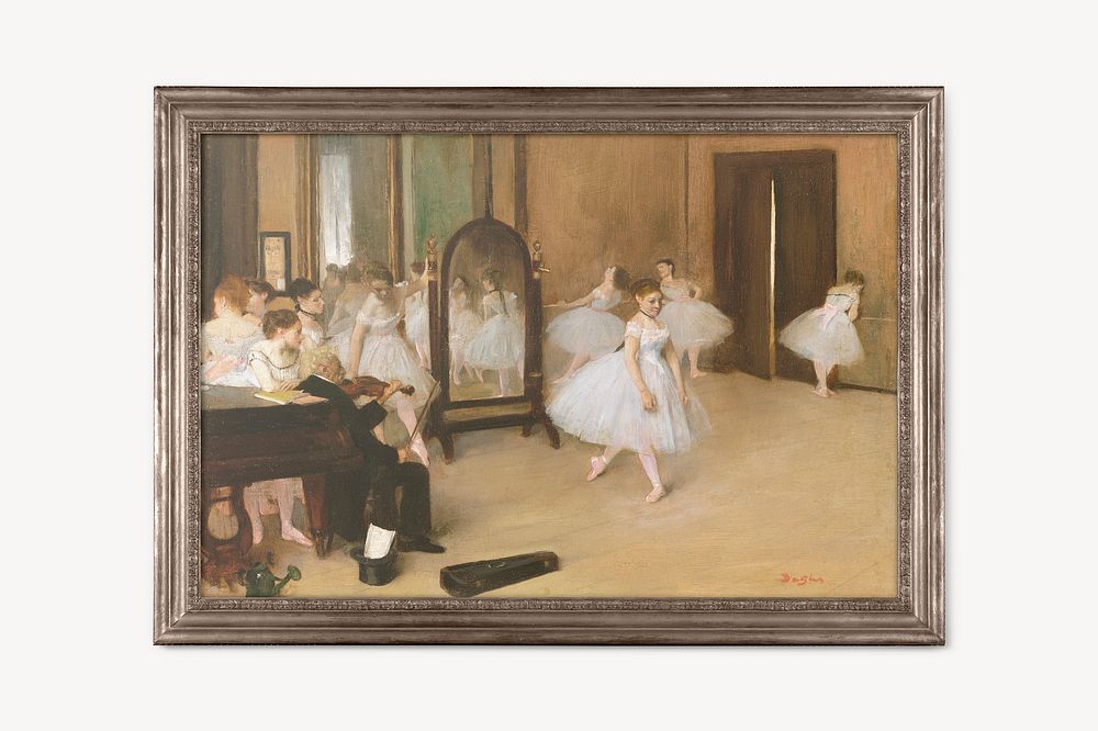 Bronze picture frame mockup, Edgar Degas' The Dance Class remixed by rawpixel psd