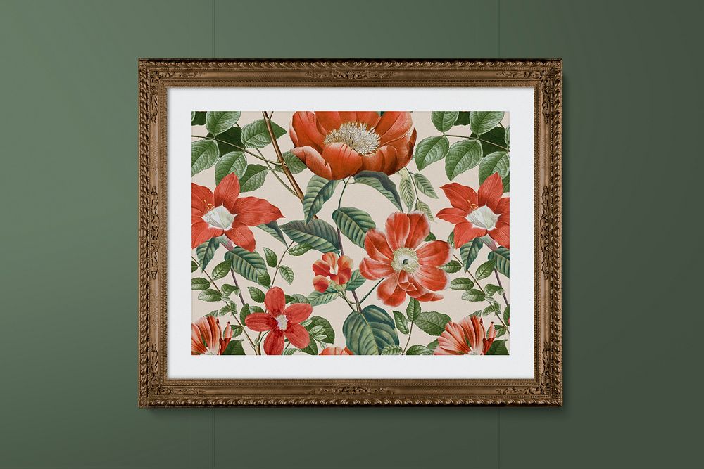 Flower pattern's Joseph Redout&eacute; in frame, remixed by rawpixel