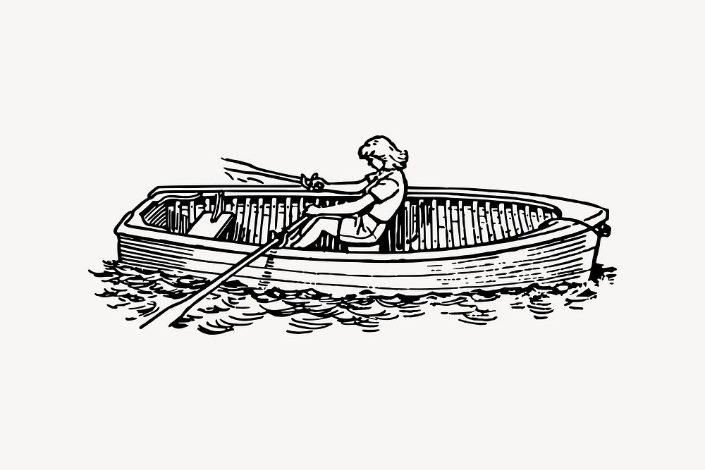 Woman rolling the boat clipart vector. Free public domain CC0 image.