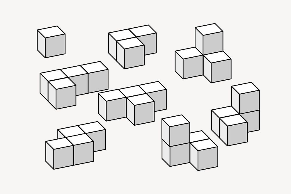 Cubic boxes illustration. Free public domain CC0 image.