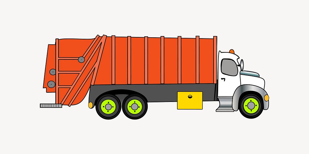 Garbage truck clipart, illustration vector. Free public domain CC0 image.
