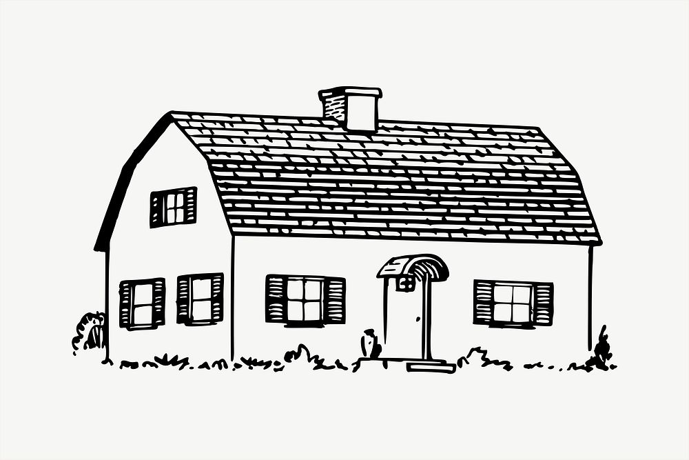 Farmhouse clipart, illustration psd. Free public domain CC0 image.