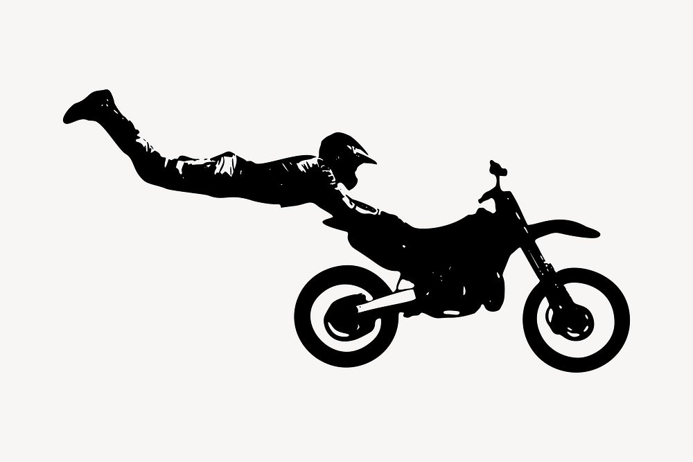 Stunt bike clipart, illustration vector. Free public domain CC0 image.