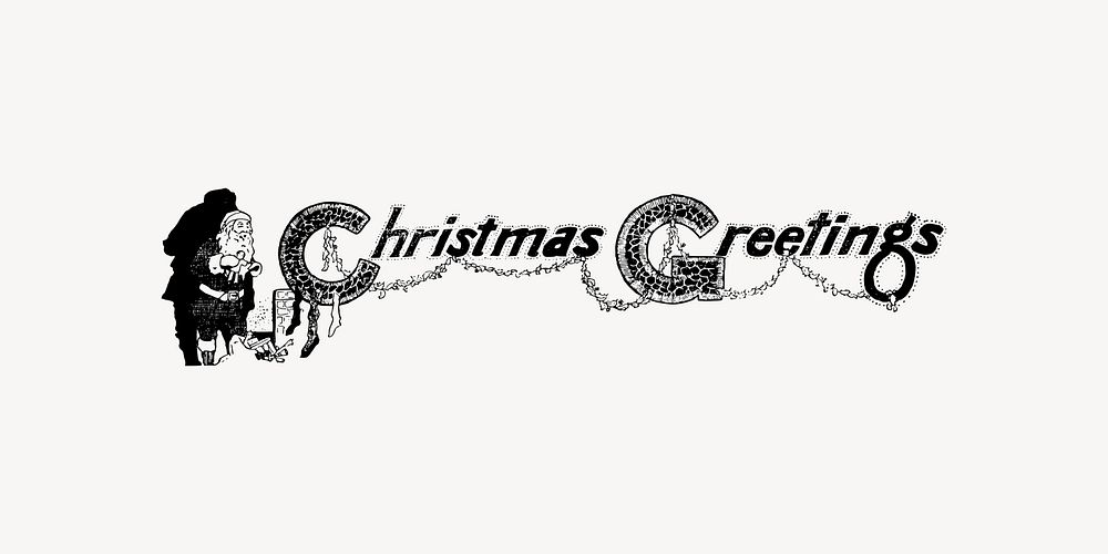 Christmas greetings clip art vector. Free public domain CC0 image.