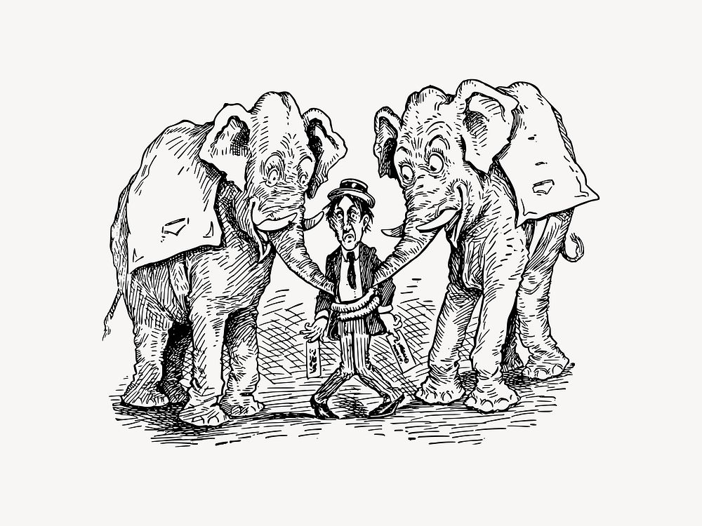  Comic elephants clip art vector. Free public domain CC0 image.