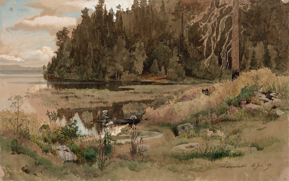 Rantamaisema leppälahdelta, 1859, Werner Holmberg