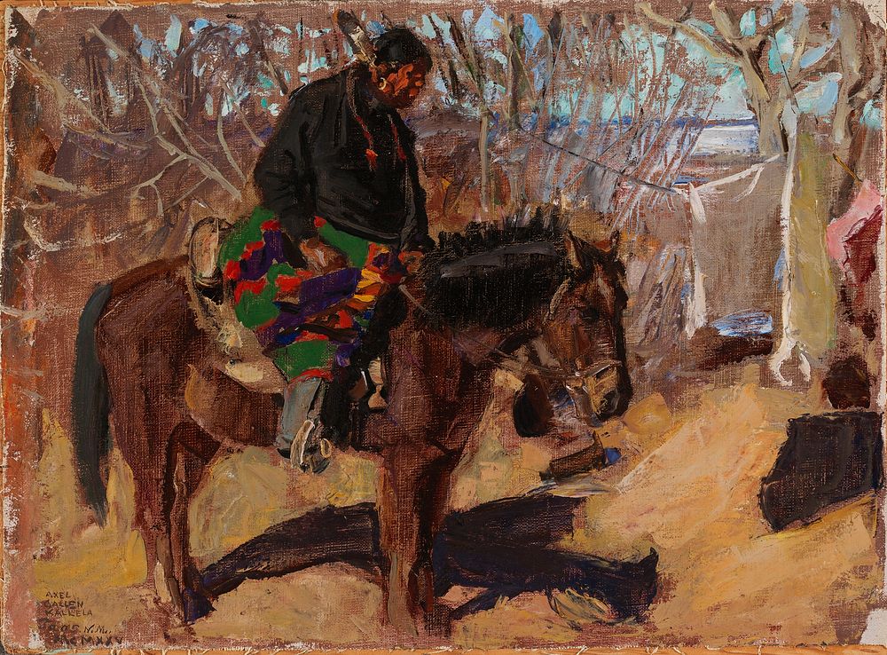 Native american on horseback, 1925, by Akseli Gallen-Kallela