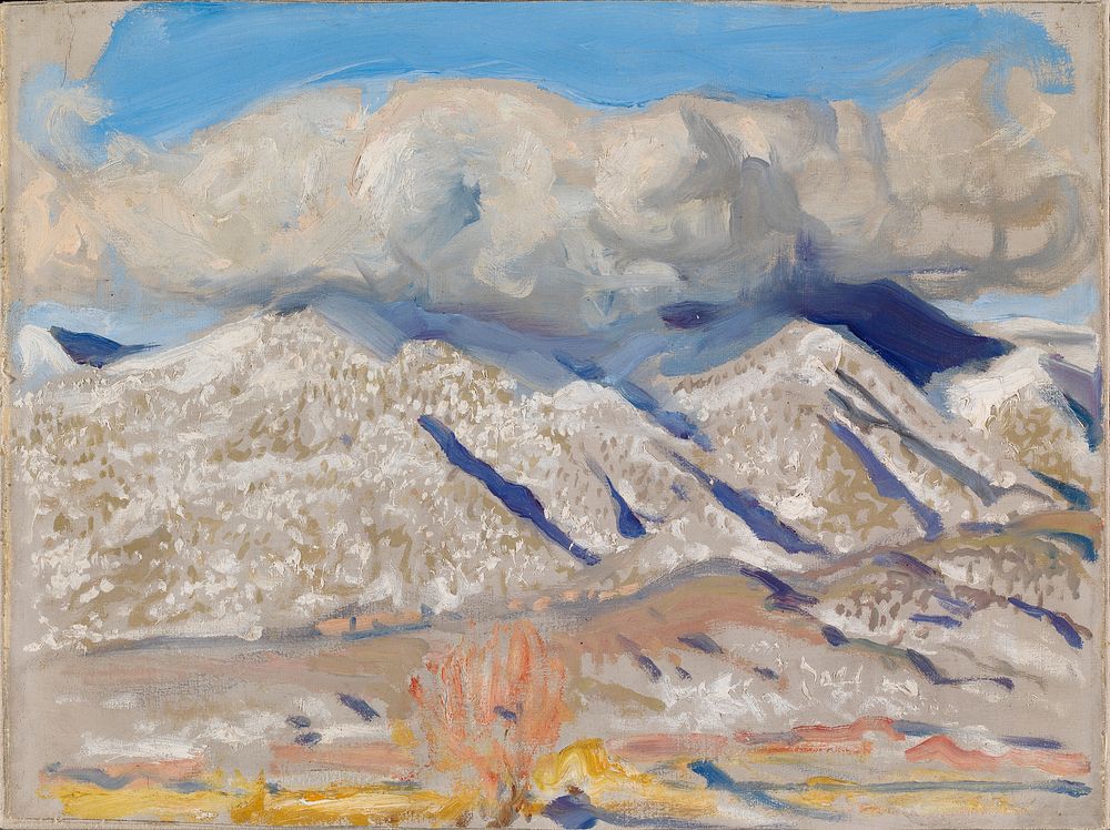Taos mountains shrouded in clouds (1924)  oil painting by Akseli Gallen-Kallela. 