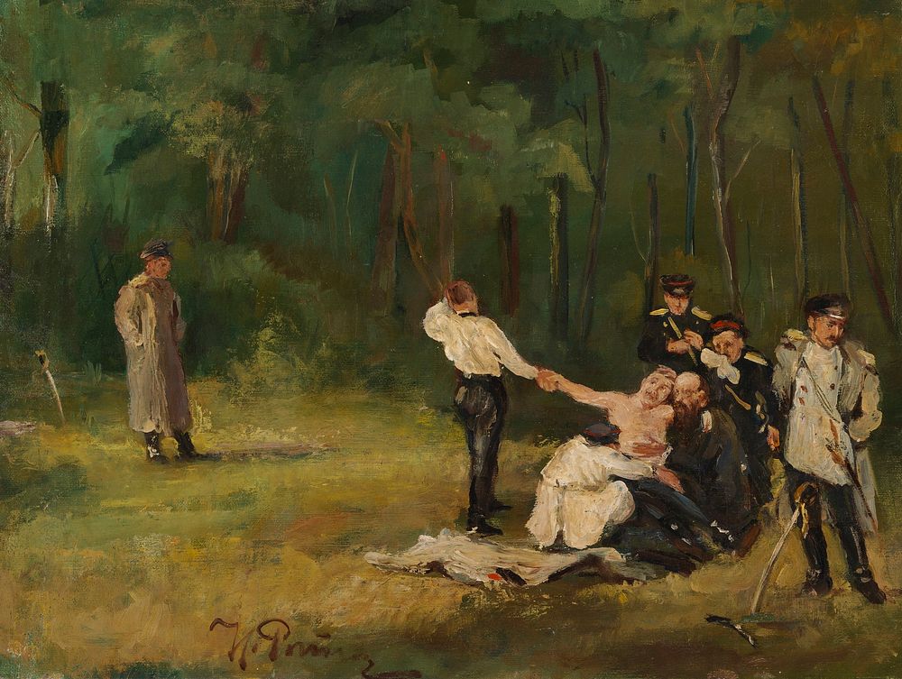 Duel, study, 1896, Ilja Repin