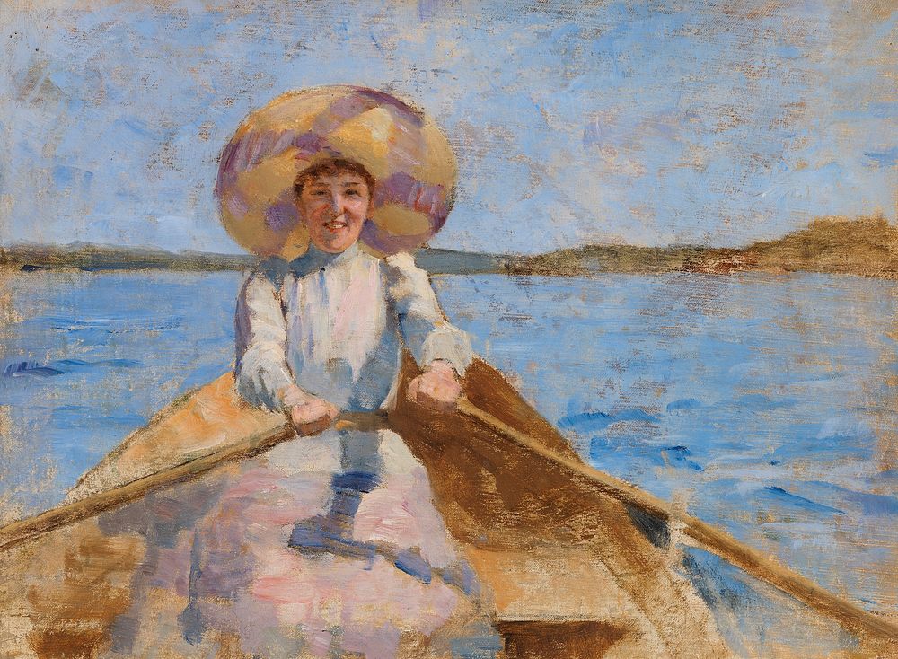 Woman rowing, sketch, 1892, Maria Wiik