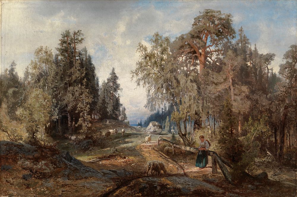 Landscape with sheep, 1860, Werner Holmberg