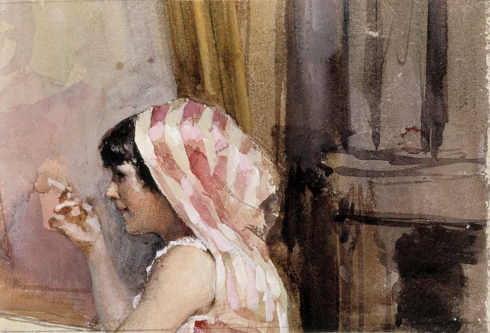 A smoking girl, study from spain, 1881, by Albert Edelfelt