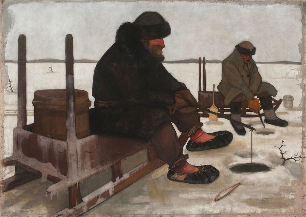 Winter fishing ; icefishing, 1900, Juho Rissanen