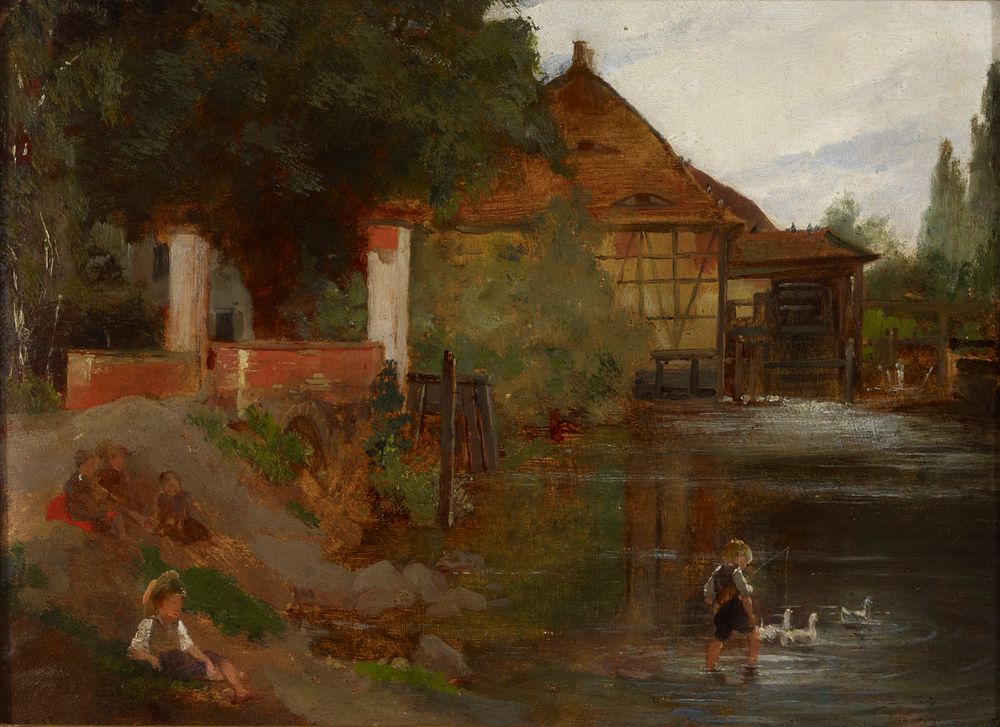 Milldam, landscape from germany, 1869, Fanny Churberg