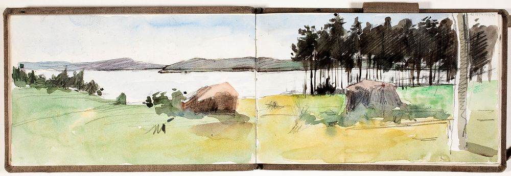 Rantamaisemapart of a sketchbook, by Albert Edelfelt