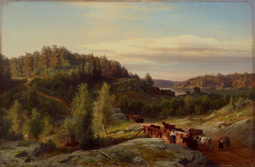 Landscape from kuru in evening light, 1858, Werner Holmberg