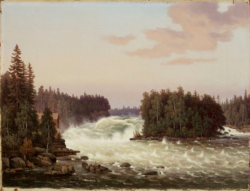 Anjalankoski rapids, 1867, by Ferdinand von Wright