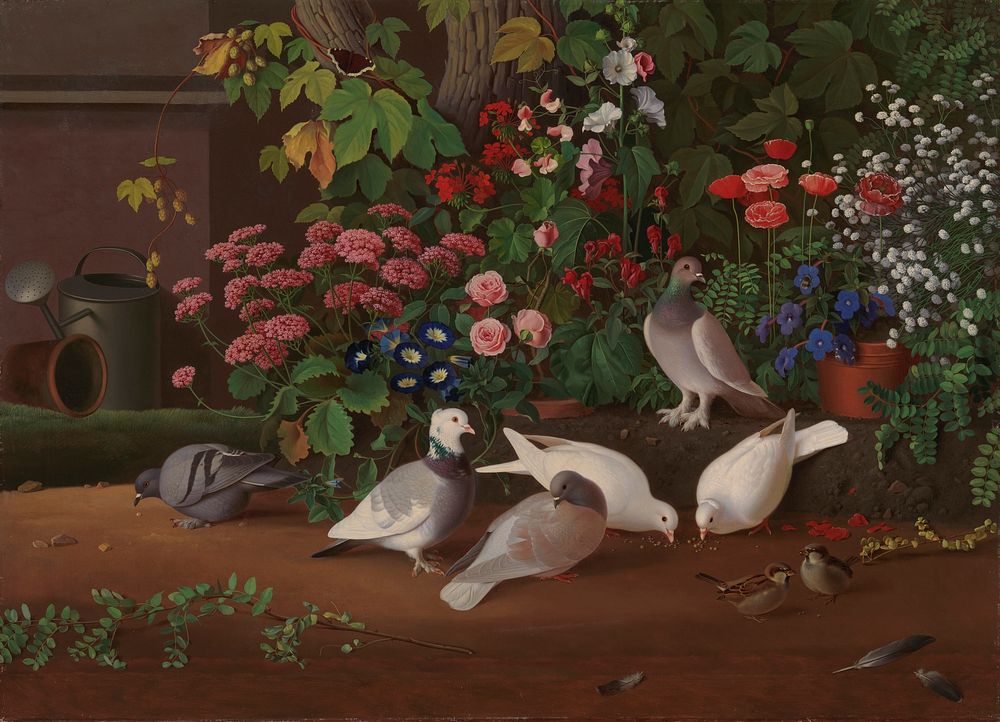 From the garden: flowers and birds, 1853 - 1854, by Ferdinand von Wright