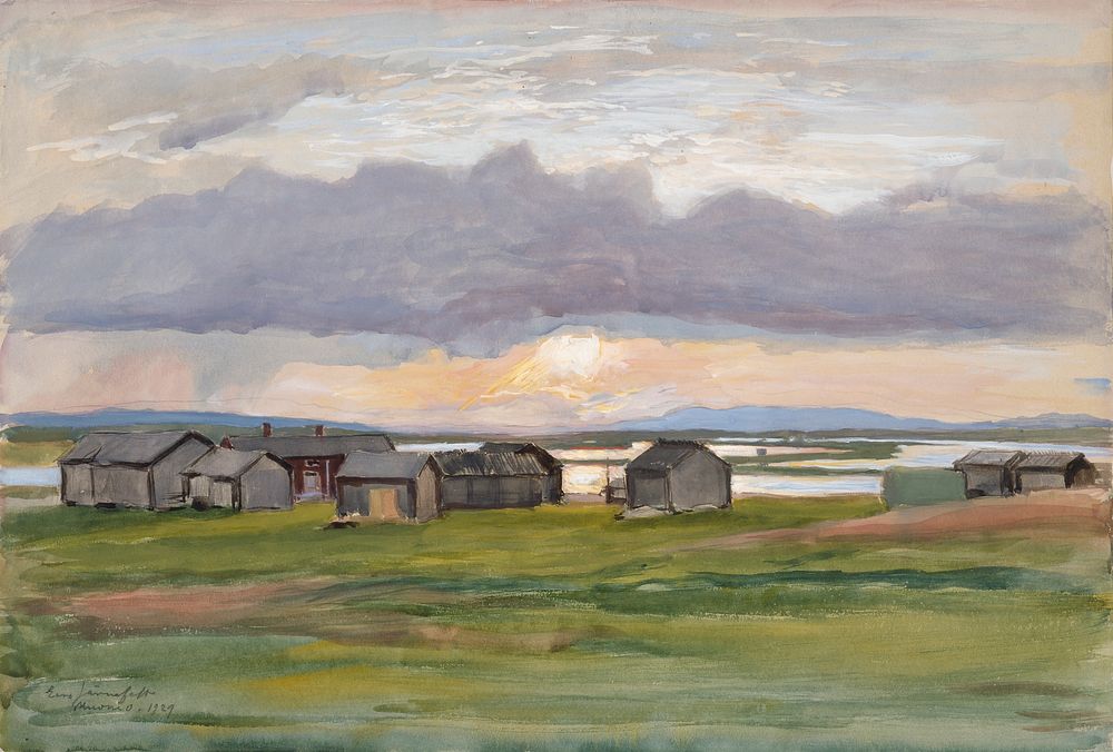 Rakennuksia rannalla (muonio), 1929, Eero Järnefelt