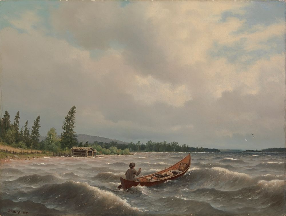 A savo boat on a lake, 1879, by Ferdinand von Wright