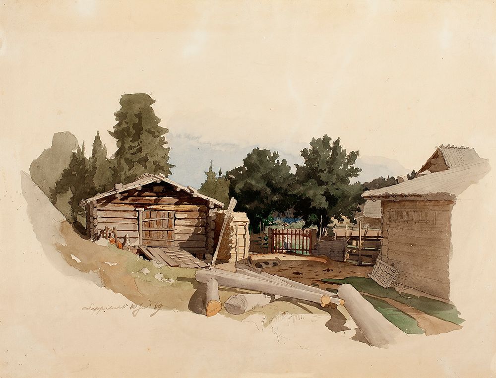 Maalaistalon ulkorakennuksia, 1859, Werner Holmberg