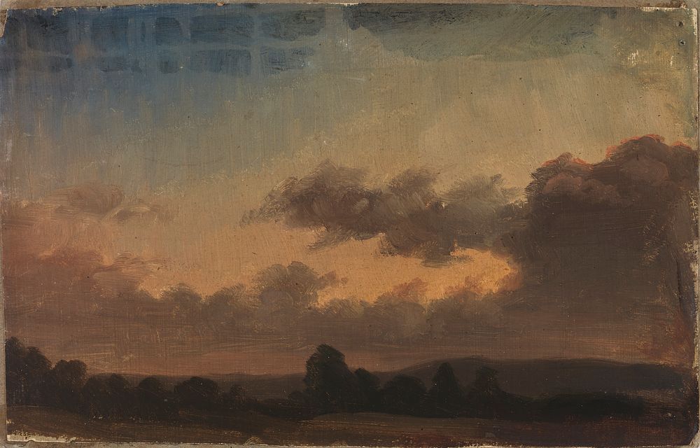 Pilvinen taivas maiseman yllä, harjoitelma, 1854, Werner Holmberg