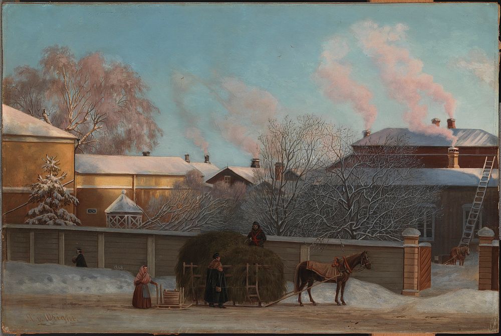 Annankatu on a cold winter morning, 1868, Magnus Von Wright