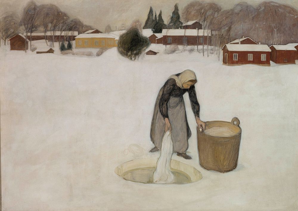Washing on the ice, 1900, by Pekka Halonen