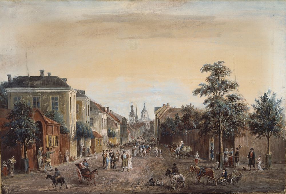 Street in stockholm (drottninggatan), 1808, Elias Martin