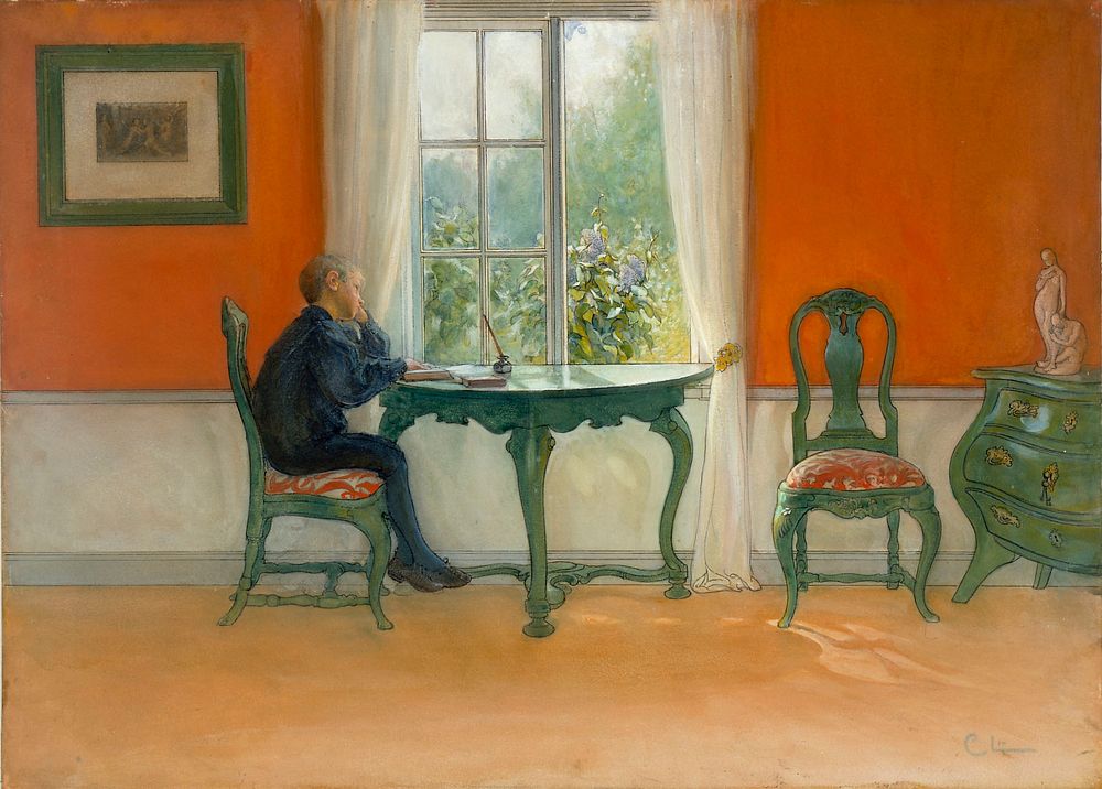 Ehtoja luetaan, 1900, Carl Larsson