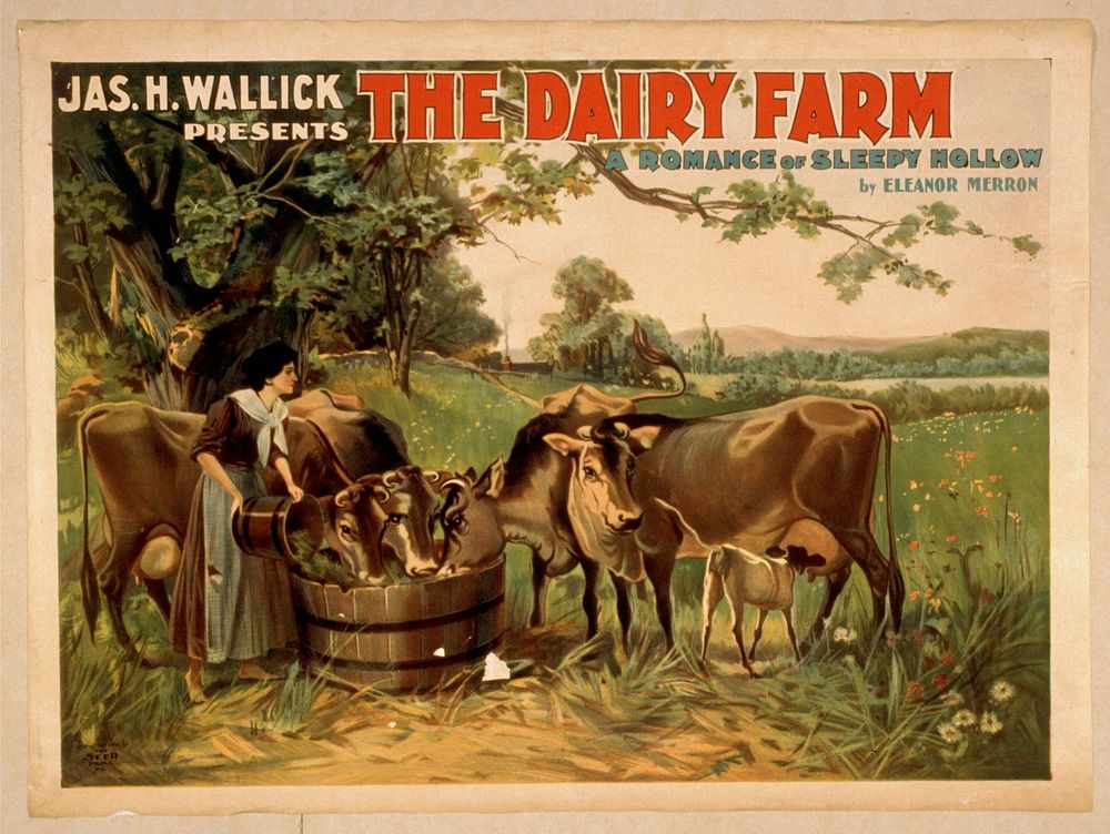Jas. H. Wallick presents The dairy farm a romance of Sleepy Hollow by Eleanor Merron.