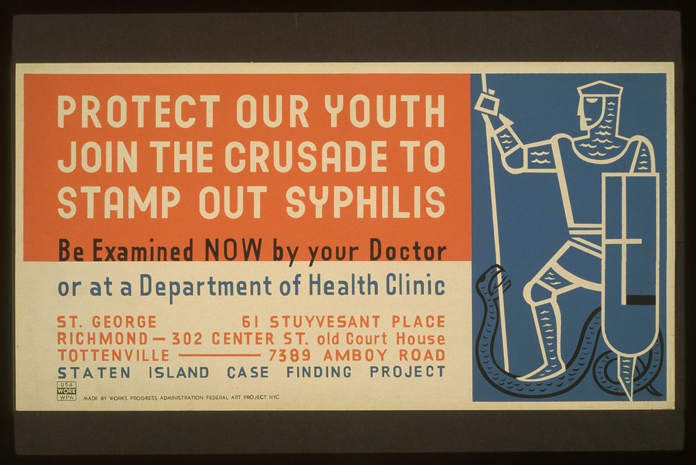 Protect our youth Join the crusade to stamp out syphilis : Be examined now by your doctor or at a Department of Health…