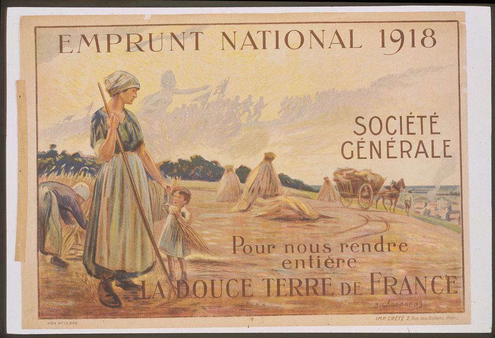 Emprunt National 1918. Société Générale, pour nous rendre entiére la douce terre de France