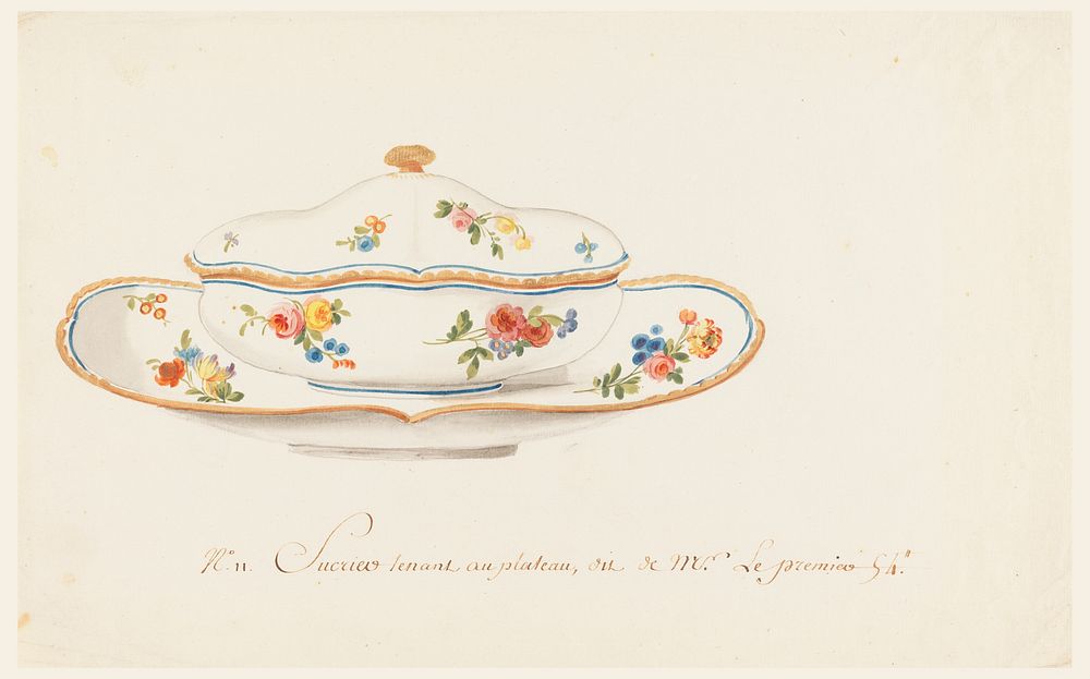 Design for a Painted Porcelain Sugar Bowl and Stand