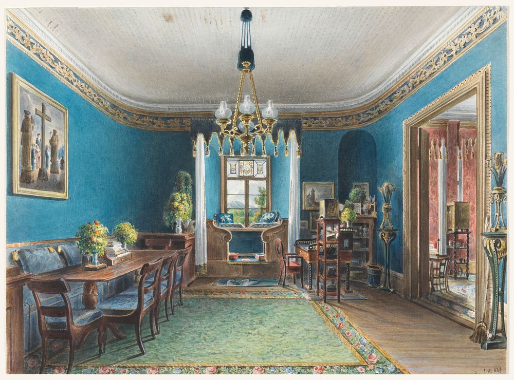 The Blue Room, Schloss Fischbach, Friedrich Wilhelm Klose