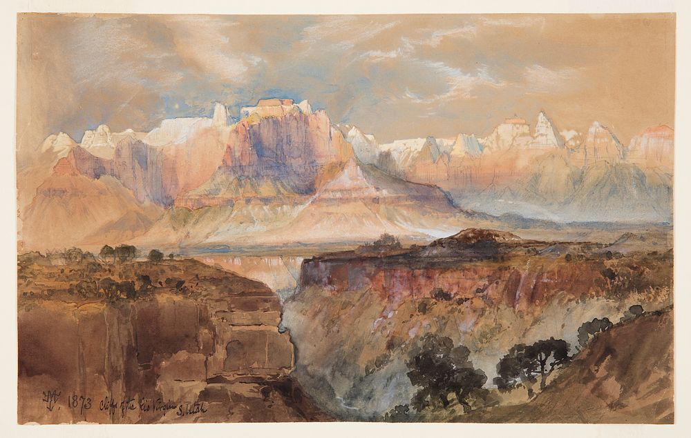 Cliffs of the Rio Virgin, South Utah, Thomas Moran