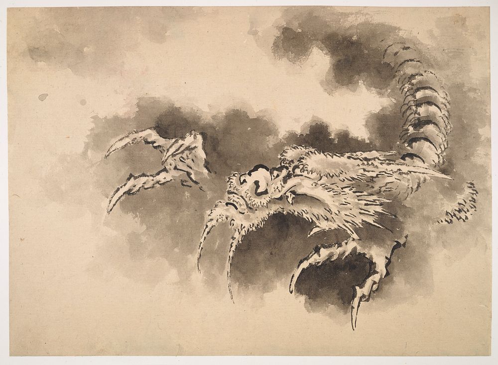 Dragon emerging from clouds