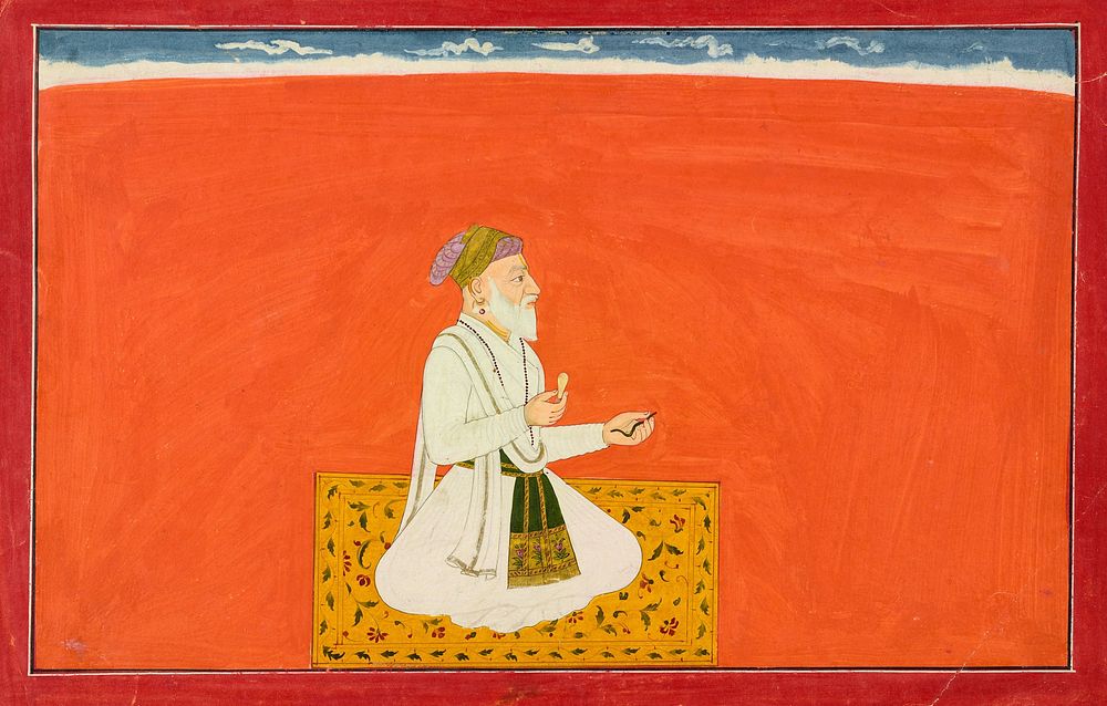 The sage-physician Dhanvantari, folio from the “Sixth” Bhagavata Purana series, also known as the “small” Guler-Basohli…