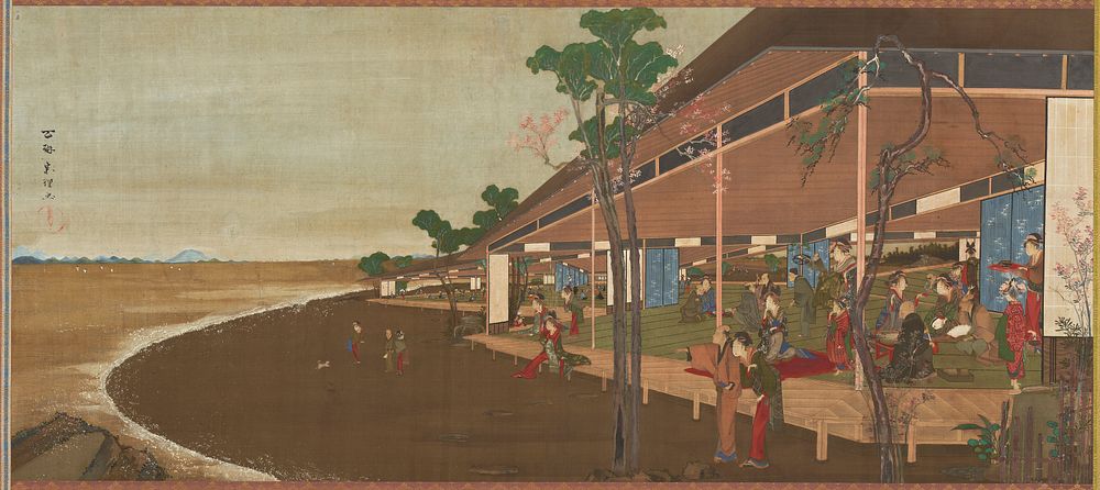 An amusement resort at the seashore by Katsushika Hokusai