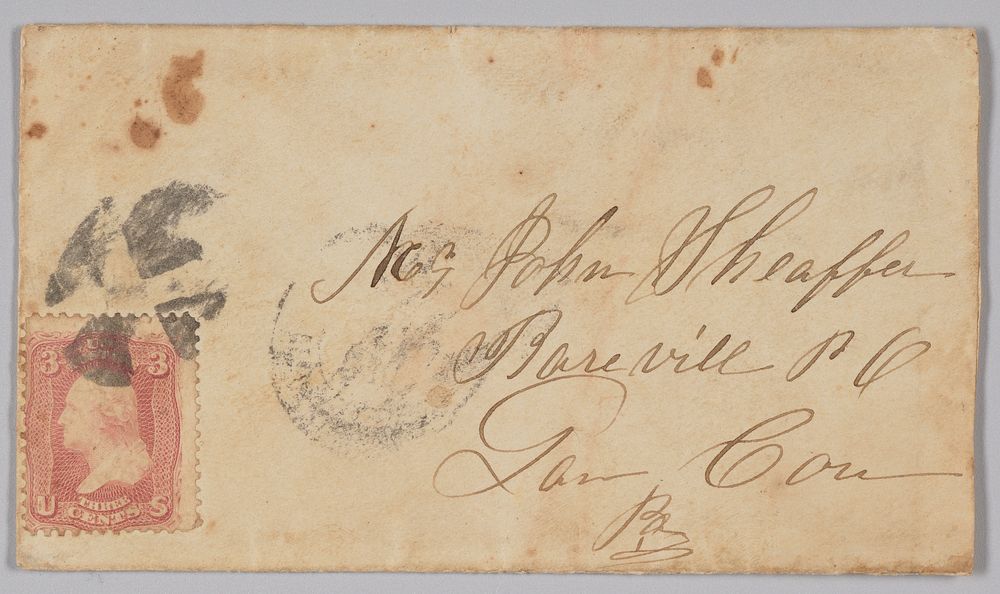 Wove paper envelope addressed to John Sheaffer of Bareville, PA, National Museum of African American History and Culture