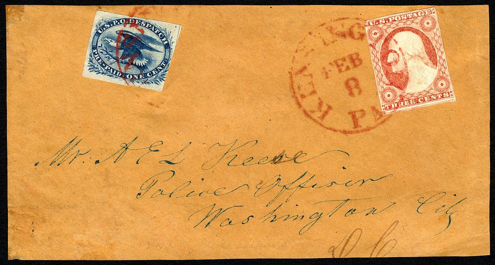 1c USPO Despatch carrier stamp on cover