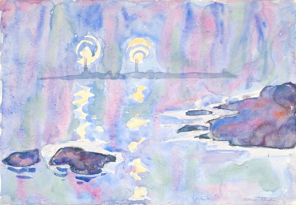 Watercolor no. 73, Blue and Lavender, Allen Tucker