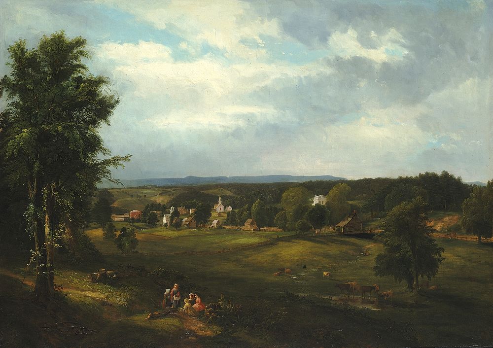 Village Scene near Albany, New York, James M Hart