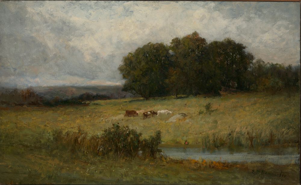 Bright Scene of Cattle near Stream, Edward Mitchell Bannister
