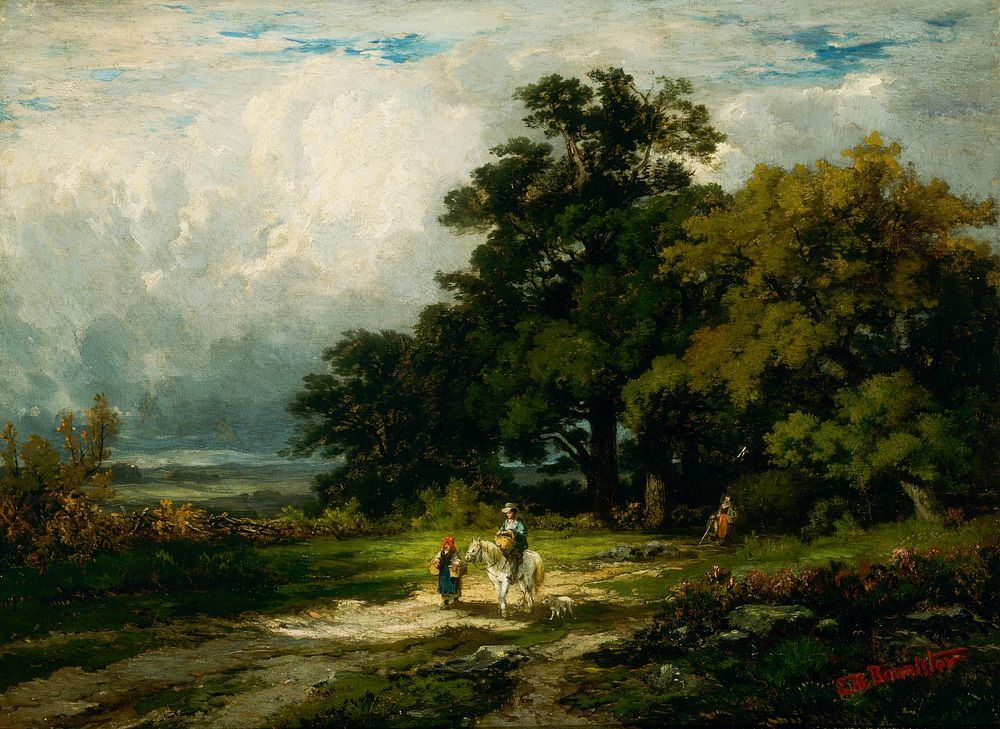 Untitled (man on horse with woman and dog), Edward Mitchell Bannister