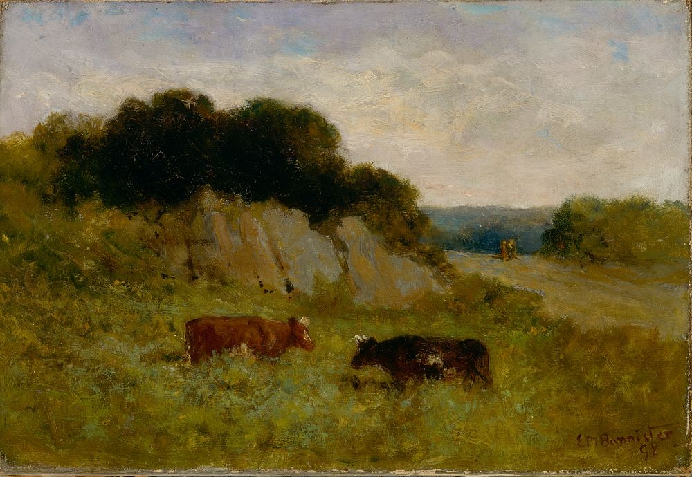 Untitled (landscape with two cows), Edward Mitchell Bannister