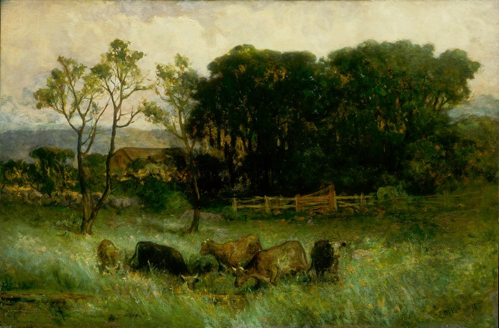 Untitled (five cows in pasture), Edward Mitchell Bannister