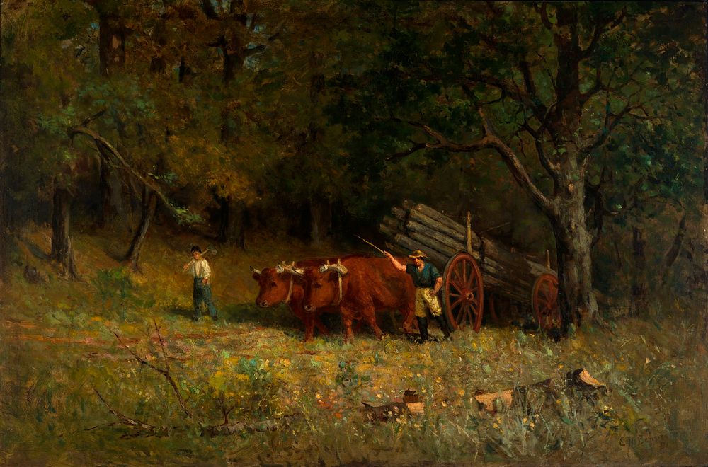 Untitled (boy and man with oxen), Edward Mitchell Bannister