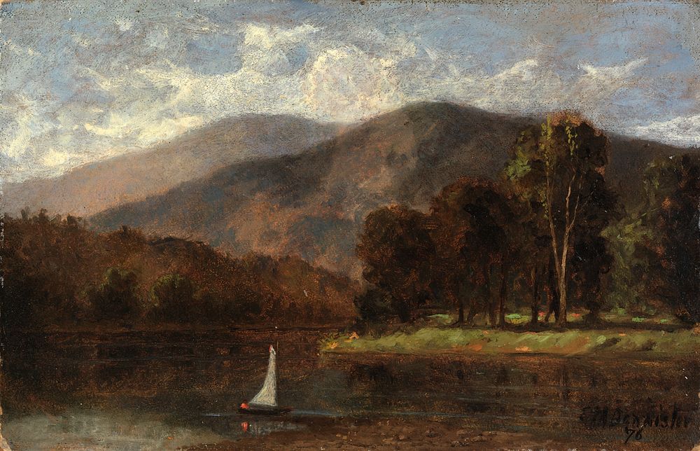 Untitled (sailboat in river), Edward Mitchell Bannister